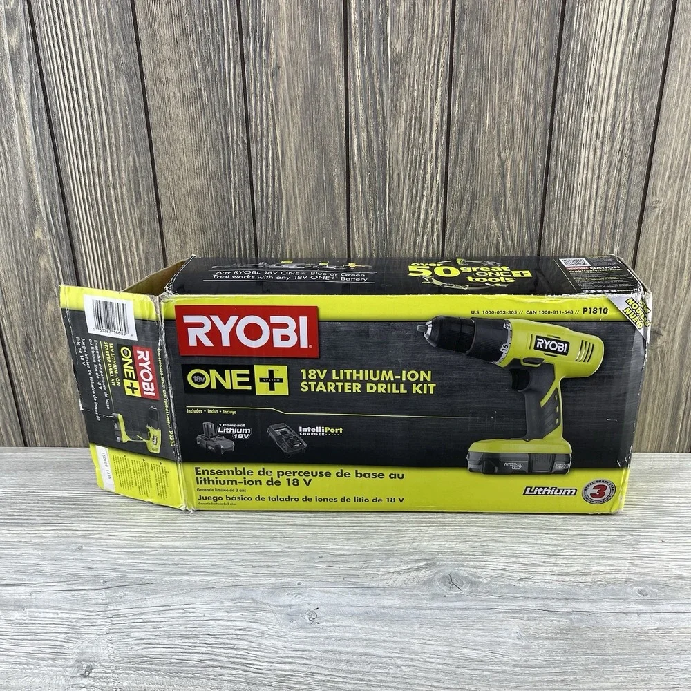 Ryobi ONE+ 18V Lithium-Ion Starter Drill Kit. New Open Box